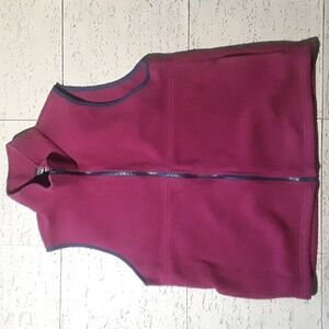 LL Bean Maroon Fleece Vest W SZ L